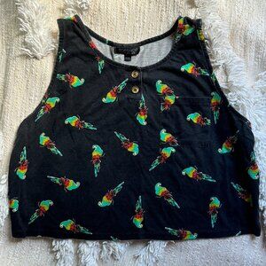 Vintage Top Shop Black Parrot Crop Top Tank